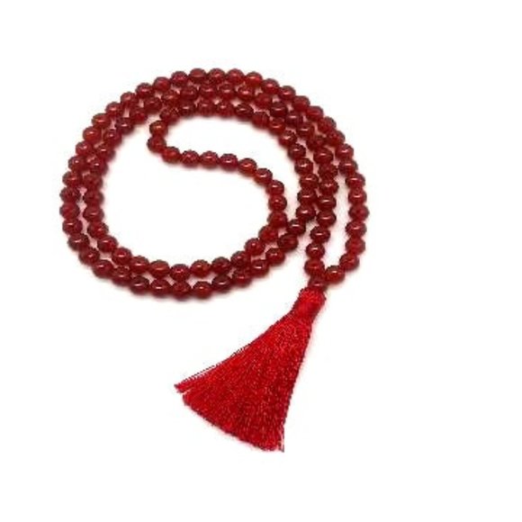 Red Onyx Tassel Necklace 108Pcs 8Mm - Picture 1 of 1
